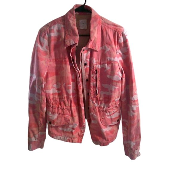 Gap Womens Printed utility jacket Camoflage Pink Camo Size Large - Picture 3 of 5